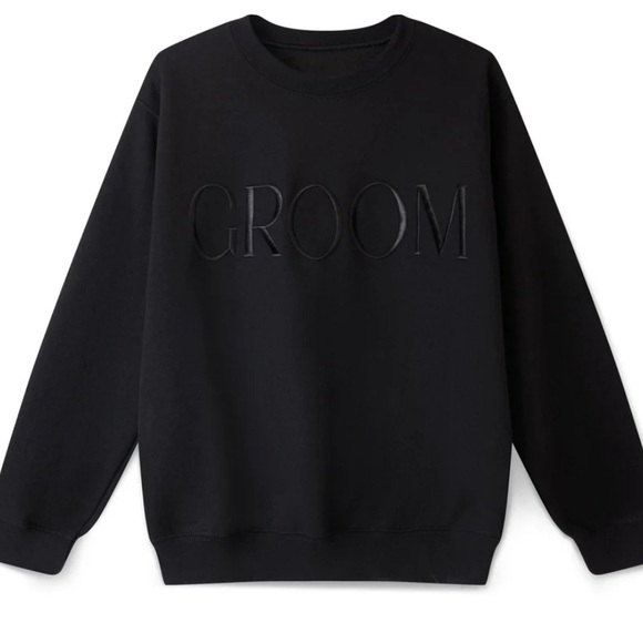 NWT Embroidered GROOM Sweatshirt - Black - Picture 1 of 2